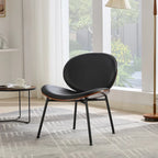 Fauteuil coquille chaise simple trépied en cuir noir fauteuil de salon finition noyer dossier confortable, couleur noire