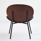 Fauteuil coquille chaise simple trépied en cuir noir fauteuil de salon finition noyer dossier confortable, couleur noire