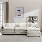 Canapé d'angle moderne en chenille de 284 cm avec 5 oreillers