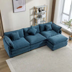 Canapé d'angle moderne en chenille de 284 cm avec 5 oreillers