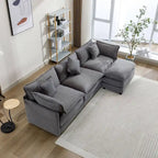 Canapé d'angle moderne en chenille de 284 cm avec 5 oreillers