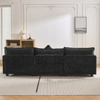 Canapé d'angle moderne en chenille de 284 cm avec 5 oreillers