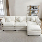 Canapé d'angle moderne en chenille de 284 cm avec 5 oreillers