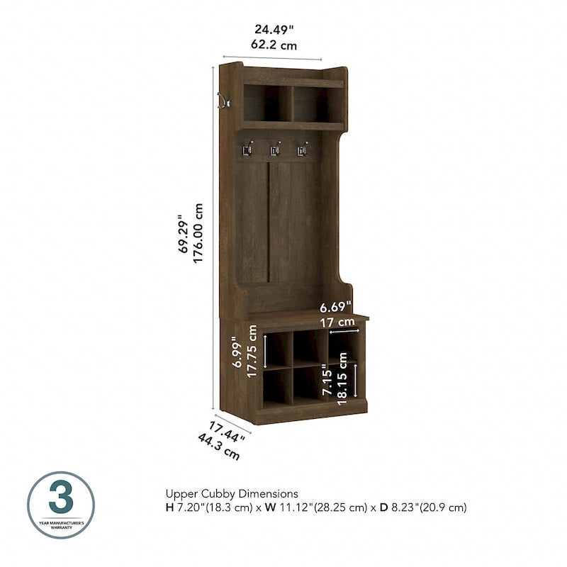 Meuble d'entrée Woodland et petit banc à chaussures avec étagères