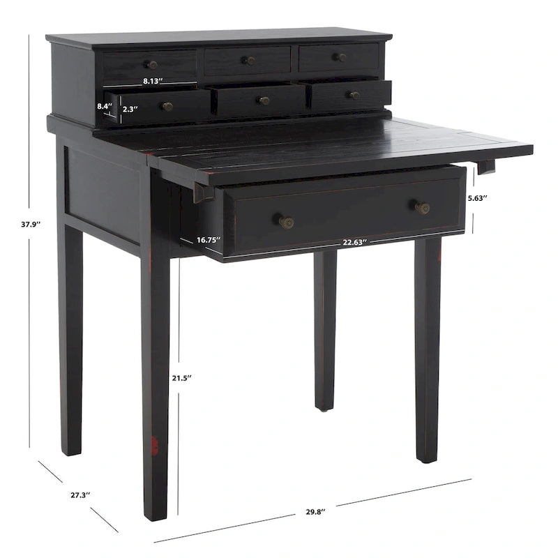 Bureau rabattable à 7 tiroirs Gerly