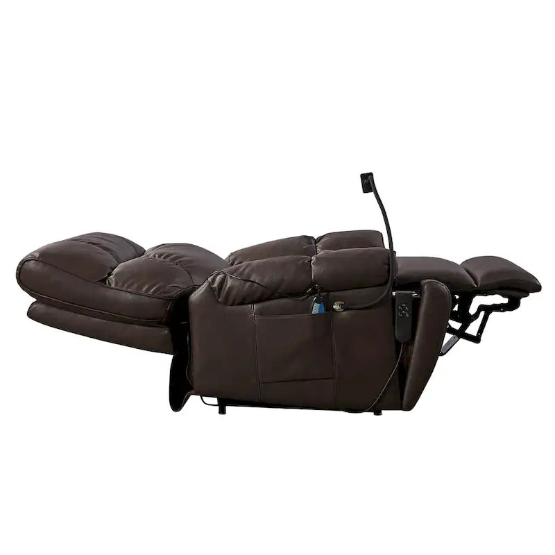 Fauteuil inclinable releveur électrique avec deux moteurs, massage, chaleur, porte-gobelets et support de téléphone réglable