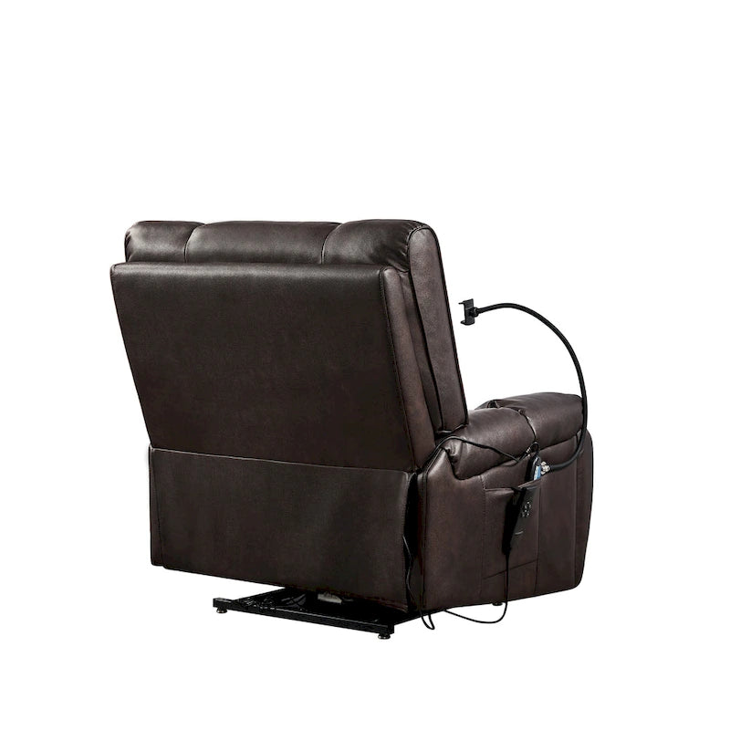 Fauteuil inclinable releveur électrique avec deux moteurs, massage, chaleur, porte-gobelets et support de téléphone réglable
