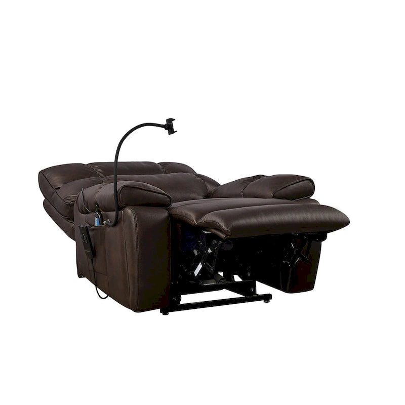 Fauteuil inclinable releveur électrique avec deux moteurs, massage, chaleur, porte-gobelets et support de téléphone réglable
