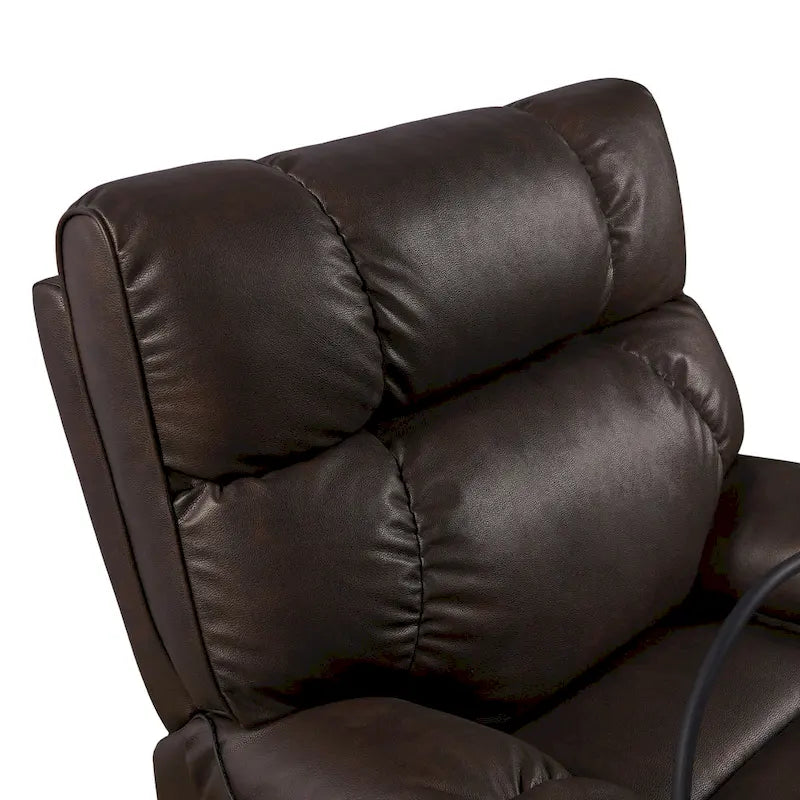 Fauteuil inclinable releveur électrique avec deux moteurs, massage, chaleur, porte-gobelets et support de téléphone réglable