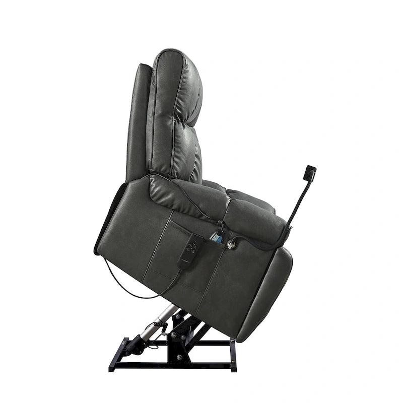 Fauteuil inclinable releveur électrique avec deux moteurs, massage, chaleur, porte-gobelets et support de téléphone réglable