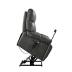 Fauteuil inclinable releveur électrique avec deux moteurs, massage, chaleur, porte-gobelets et support de téléphone réglable