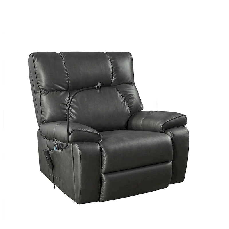 Fauteuil inclinable releveur électrique avec deux moteurs, massage, chaleur, porte-gobelets et support de téléphone réglable