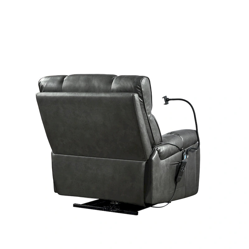 Fauteuil inclinable releveur électrique avec deux moteurs, massage, chaleur, porte-gobelets et support de téléphone réglable