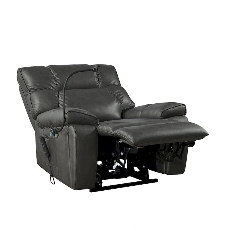 Fauteuil inclinable releveur électrique avec deux moteurs, massage, chaleur, porte-gobelets et support de téléphone réglable