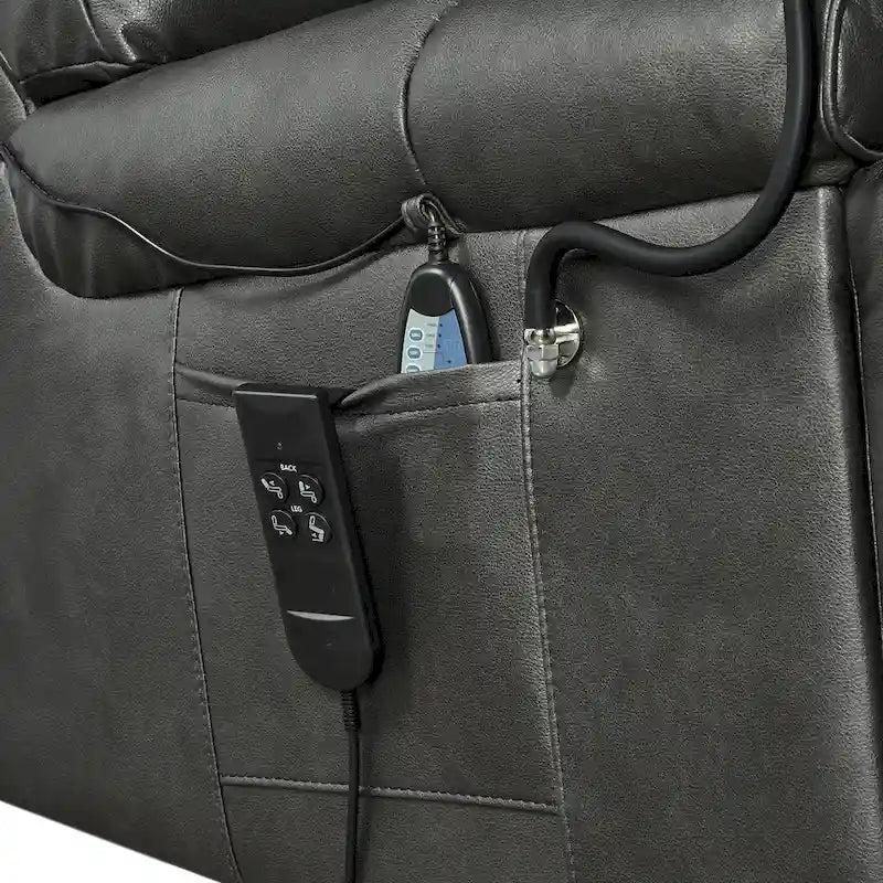 Fauteuil inclinable releveur électrique avec deux moteurs, massage, chaleur, porte-gobelets et support de téléphone réglable