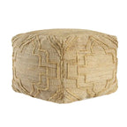 Pouff ottoman cube en mélange de jute naturelle 18" motif quadrilobe