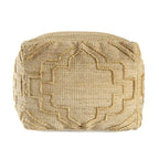 Pouff ottoman cube en mélange de jute naturelle 18" motif quadrilobe