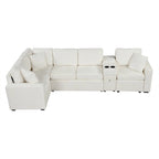 Canapé-lit d'angle en chenille en forme de L 120,5" avec rangement et porte-gobelets
