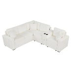 Canapé-lit d'angle en chenille en forme de L 120,5" avec rangement et porte-gobelets