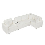 Canapé-lit d'angle en chenille en forme de L 120,5" avec rangement et porte-gobelets