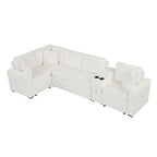 Canapé-lit d'angle en chenille en forme de L 120,5" avec rangement et porte-gobelets