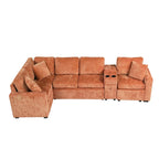 Canapé-lit d'angle en chenille en forme de L 120,5" avec rangement et porte-gobelets