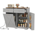 Meuble de cuisine avec poubelle basculante, prises électriques, 2 tiroirs et étagère réglable