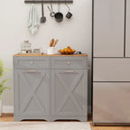 Meuble de cuisine avec poubelle basculante, prises électriques, 2 tiroirs et étagère réglable