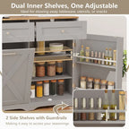 Meuble de cuisine avec poubelle basculante, prises électriques, 2 tiroirs et étagère réglable