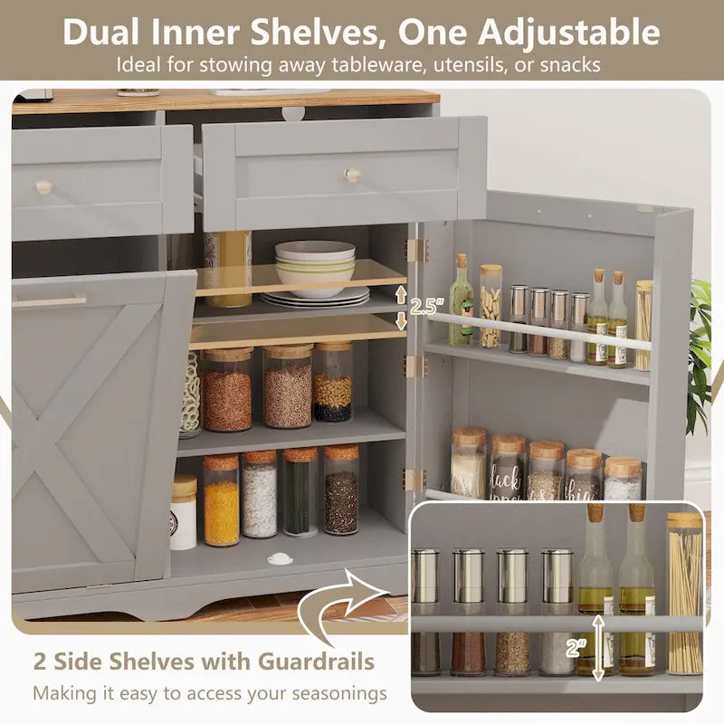 Meuble de cuisine avec poubelle basculante, prises électriques, 2 tiroirs et étagère réglable