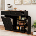 Meuble de cuisine avec poubelle basculante, prises électriques, 2 tiroirs et étagère réglable
