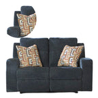 Causeuse inclinable manuelle Genna, tissu bleu marine, 2 oreillers, 64 pouces
