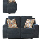Causeuse inclinable manuelle Genna, tissu bleu marine, 2 oreillers, 64 pouces