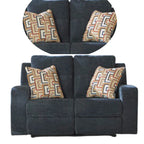 Causeuse inclinable manuelle Genna, tissu bleu marine, 2 oreillers, 64 pouces