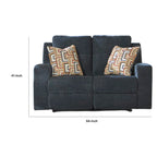 Causeuse inclinable manuelle Genna, tissu bleu marine, 2 oreillers, 64 pouces
