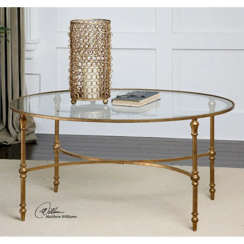 Table basse Vitya avec plateau en verre et pieds en métal