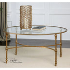 Table basse Vitya avec plateau en verre et pieds en métal