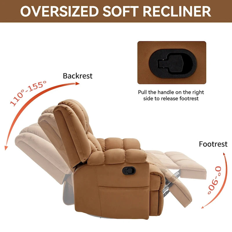 Fauteuil Inclinable Pivotant à Bascule Lazy Boy, Grand Fauteuil Inclinable Manuel Rembourré avec Accoudoirs et Dossier Capitonnés