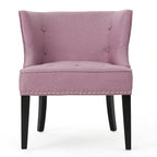 Fauteuil d'appoint moderne 28 pouces violet lavande avec capitonnage gaufré et clous de tapissier