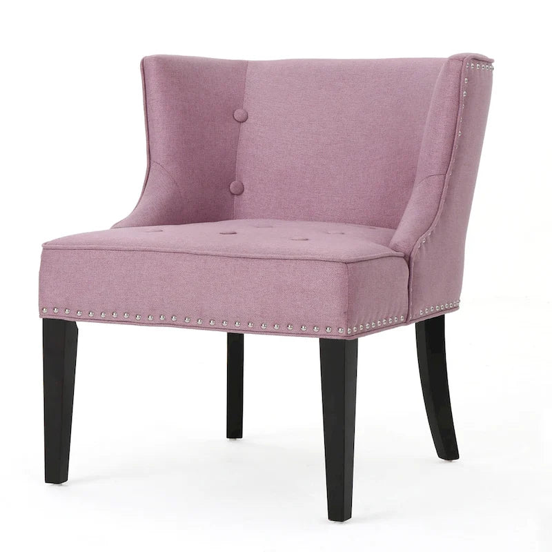 Fauteuil d'appoint moderne 28 pouces violet lavande avec capitonnage gaufré et clous de tapissier
