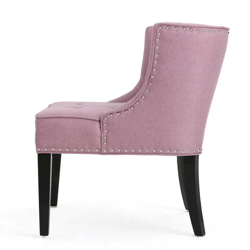 Fauteuil d'appoint moderne 28 pouces violet lavande avec capitonnage gaufré et clous de tapissier