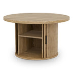 Table basse ronde Tambour Design avec étagère de rangement