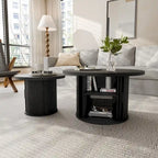 Table basse ronde Tambour Design avec étagère de rangement