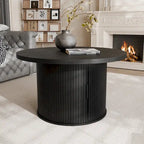 Table basse ronde Tambour Design avec étagère de rangement