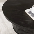 Table basse ronde Tambour Design avec étagère de rangement