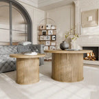 Table basse ronde Tambour Design avec étagère de rangement