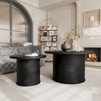 Table basse ronde Tambour Design avec étagère de rangement