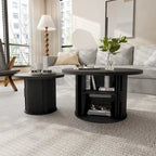 Table basse ronde Tambour Design avec étagère de rangement