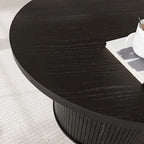 Table basse ronde Tambour Design avec étagère de rangement