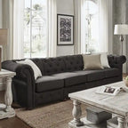 Canapé Chesterfield extra long gris Knightsbridge